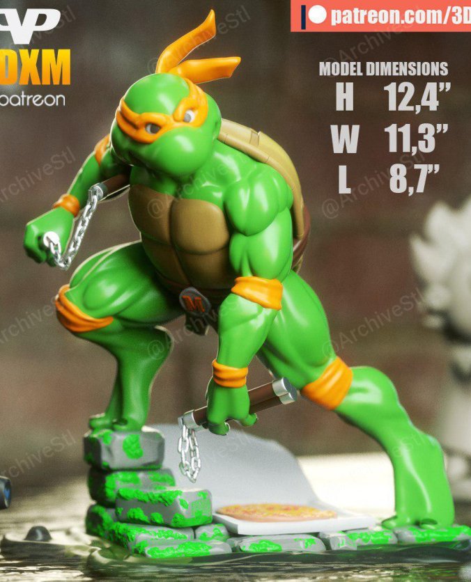 忍者神龟 米开朗基罗(Michelangelo) 3D打印图纸